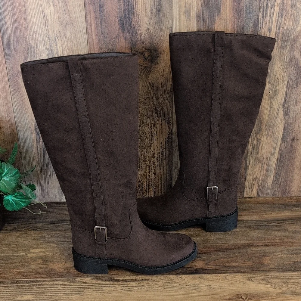 A New Day Hattie Dark Brown Over the Knee Heeled Boots 8 M195